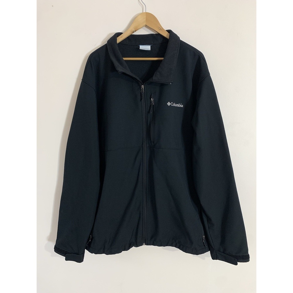 Columbia Soft Shell Jacket Men's Size 4XT Black Full Zip Windbreaker RARE